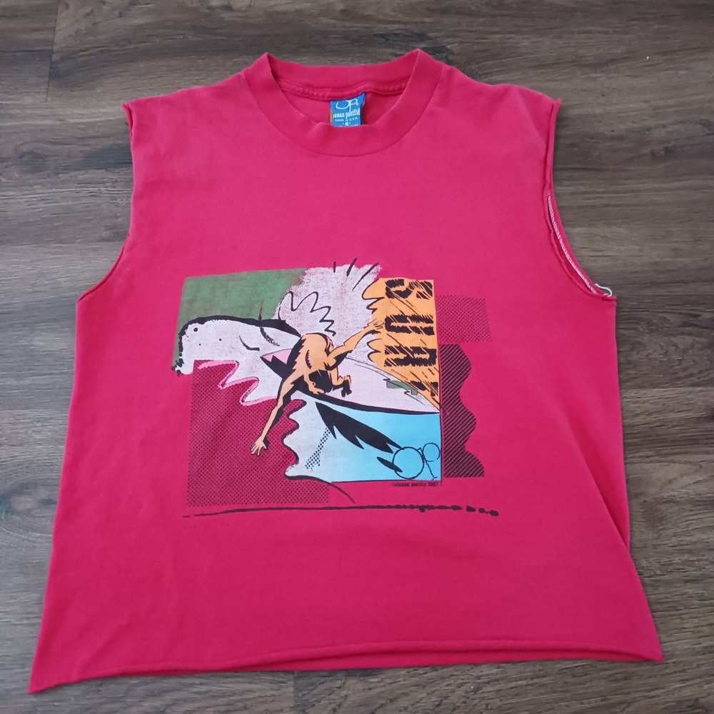 Men's Red Graphic Sleeveless Shirt